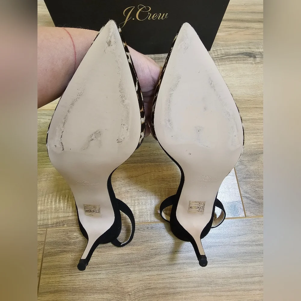 🎉HOST PICK🎉J.Crew Calf Hair Colette Asymmetrical Slingback Pumps In Leopard - Picture 6 of 17
